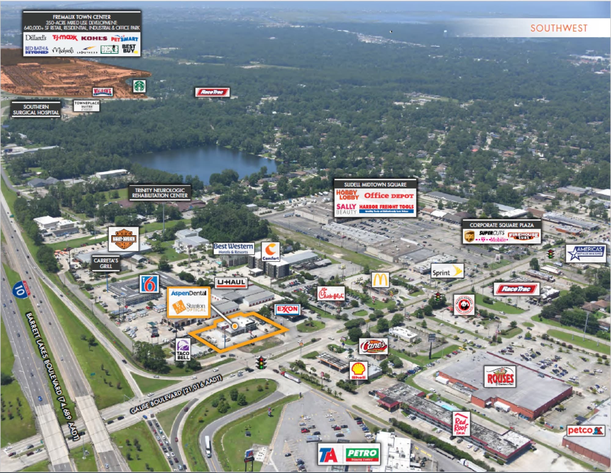Aerial of the Slidell, LA site on Gause Blvd